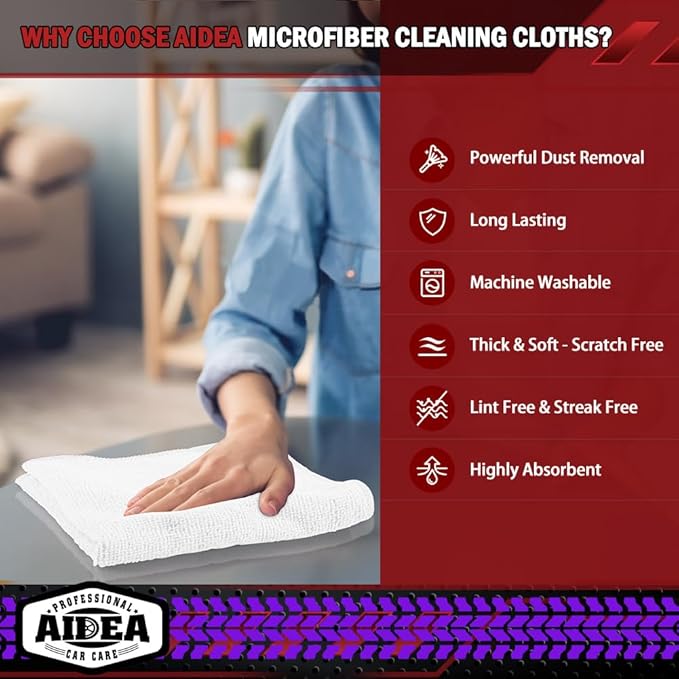 AIDEA Microfiber Cleaning Cloth White 150PK, Microfiber Towels