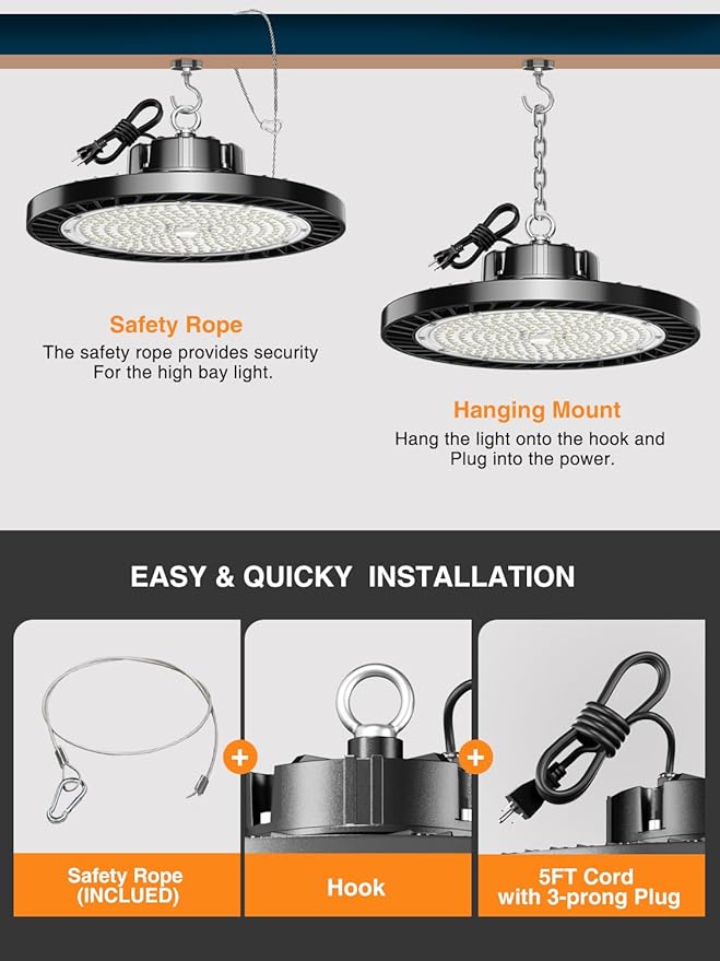 UFO LED High Bay Lights 5000K 150W 6 Pack, Led Shop Lights Commercial Bay
