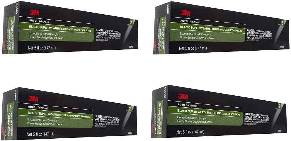 3M 08008 Black Super Weatherstrip Adhesive Tube, 5 oz (4 Pack)
