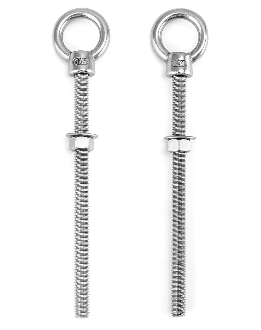 QWORK 3/8"x6" Stainless Steel Shoulder Eye Bolts – 10 Pack Machine ...