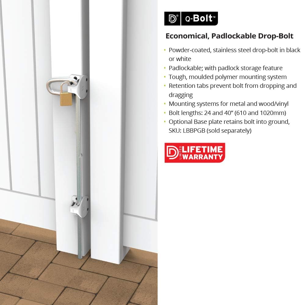 D&D TECHNOLOGIES QB224 Q-Bolt Drop Bolt, Padlockable with Padlock Storage...