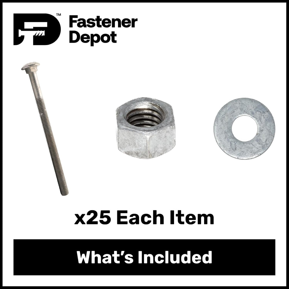 5/8" x 10" (25 Sets) Hot Dipped Galvanized Carriage Bolt Kit for Ex...