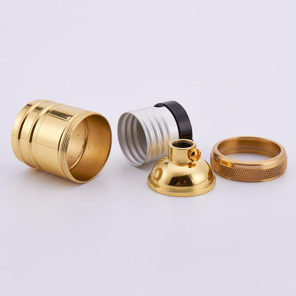 6 Pack Screw Thread Keyless Brass Light Socket - Polished Solid Brass Finish ...