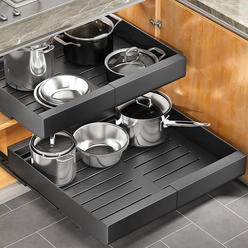 2 Pack Pull out Cabinet Organizer, Expandable(12"-20") Heavy Duty S...