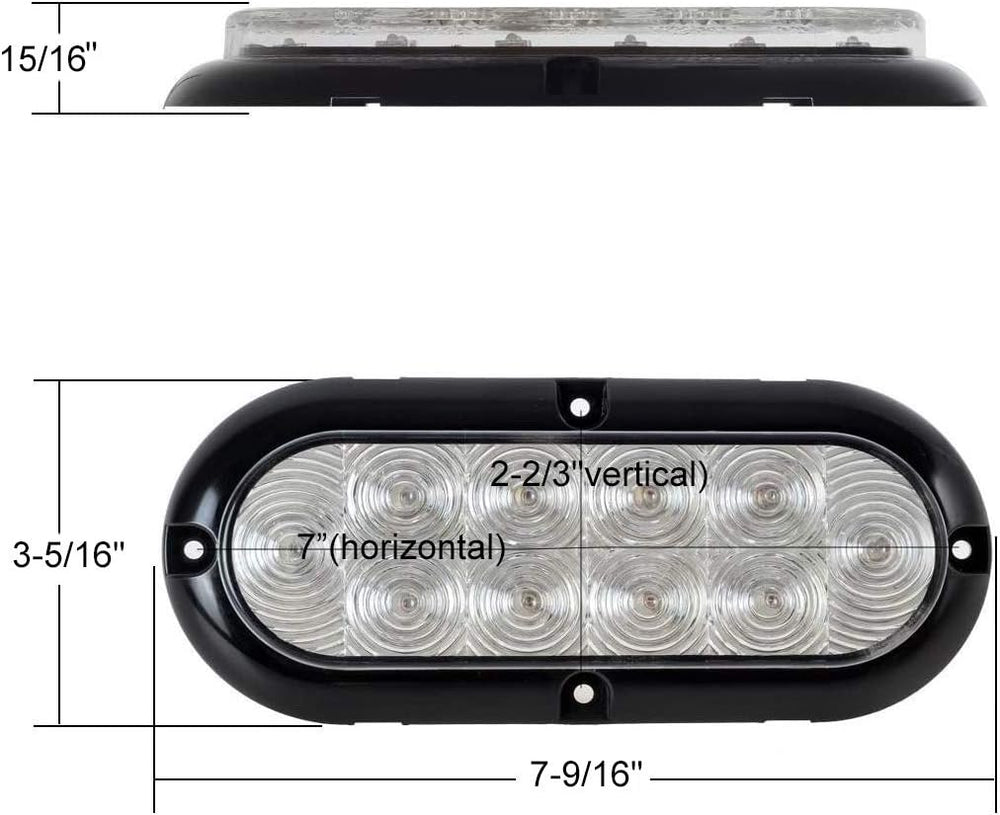 Partsam 4Pcs 6 Inch Oval Led Trailer Tail Lights Kit 10 LED Flange Mount Wate...