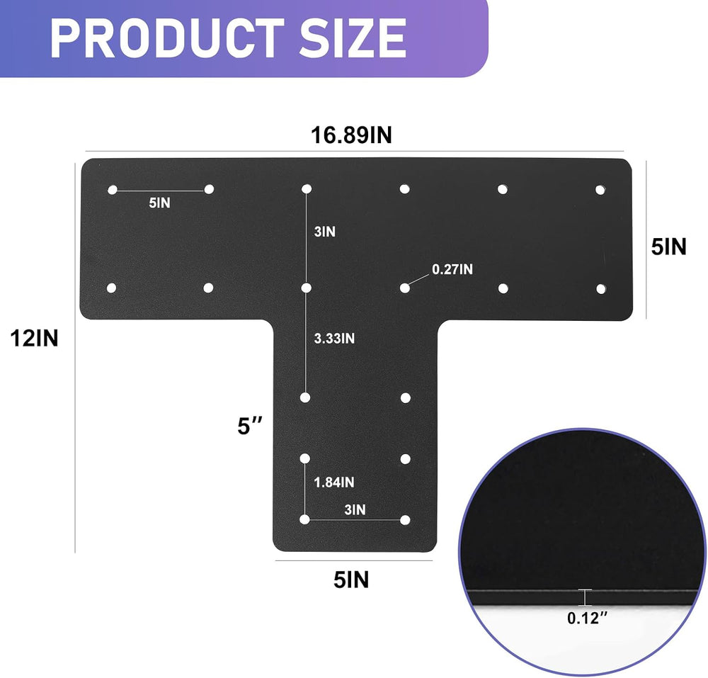 T Post Bracket 4PCS,16.8"x12" T Flat Mending Plate for Repair Framing
