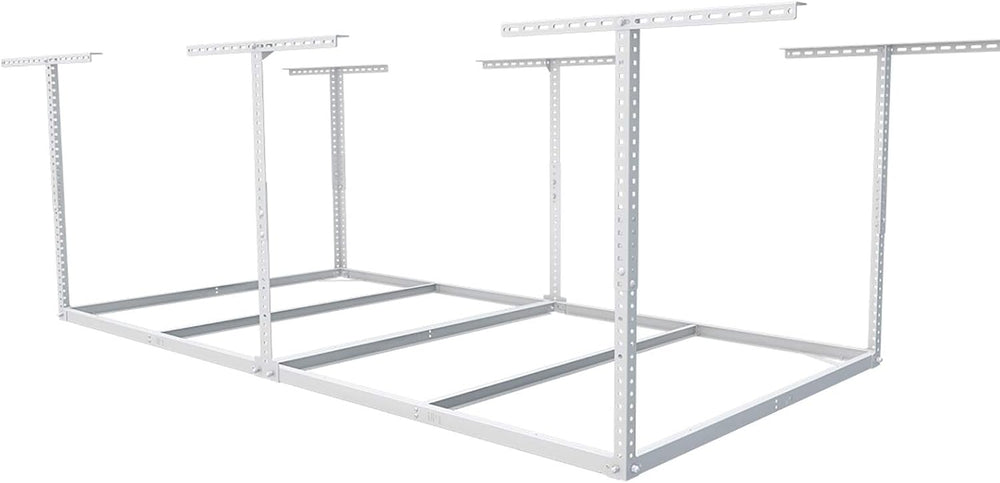 FLEXIMOUNTS 4x8 Overhead Garage Storage Rack, Without Decking, White