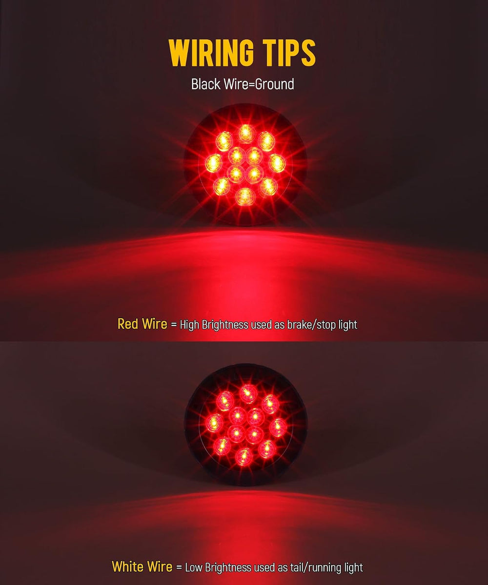 Partsam 10Pcs Red 4" Inch Round LED Trailer Tail Lights 12LED Flange Mou...