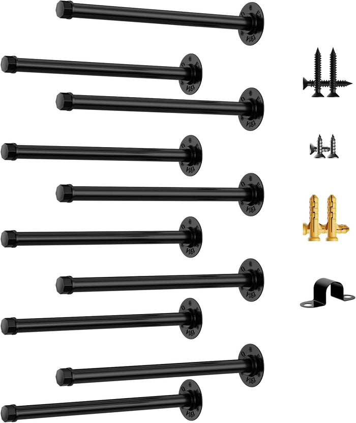 Pipe Shelf Bracket Set of 10 Floating Shelving Bracket 12 Inch