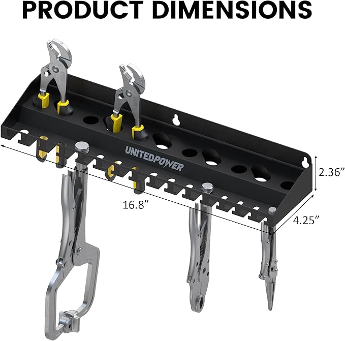 UNITEDPOWER Vise Grip Holder, Wall Mount Pliers Storage Rack Organizer