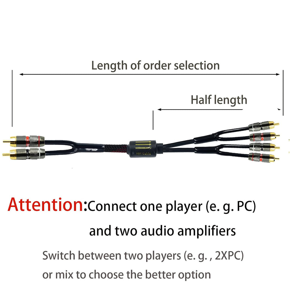 Arklove 10ft Shielded RCA Plug Splitter Stereo Audio Video Cable 2 Male to 4 ...