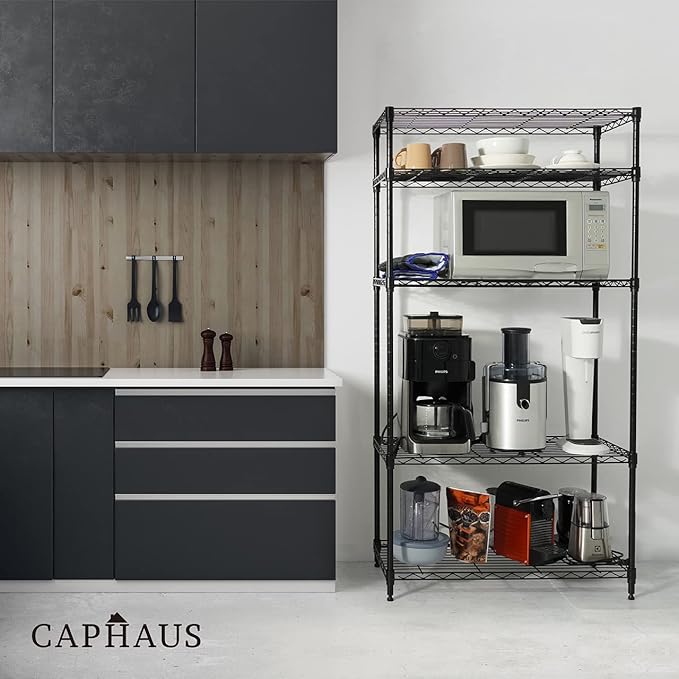 CAPHAUS 3/4/5-Tier Adjustable Height Wire Shelving Unit, Wire Rack Shelving