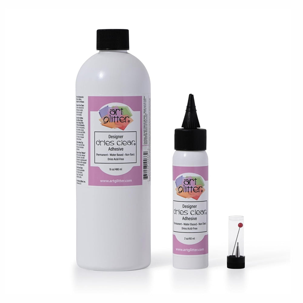 Art Institute Glitter Dries Clear Glue Kit, 16oz & 2oz with Metal Tip &am...