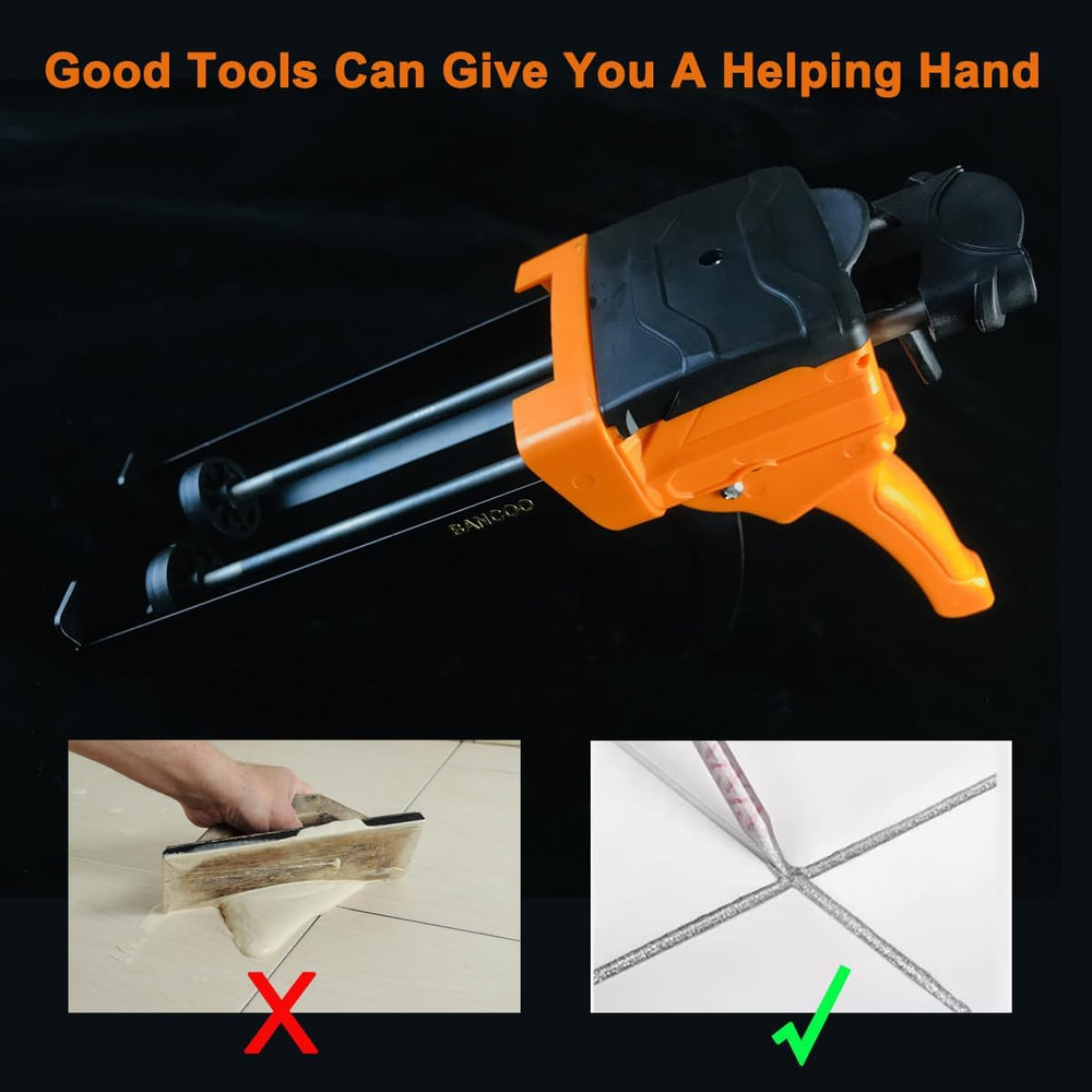 Hydraulic Dual Caulking Gun, 400mL 1:1 Epoxy Gun for Tile Grout