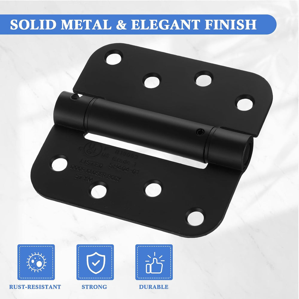 Yaocom 10 Pcs Self Closing Door Hinge 4'', Spring Loaded Hinges, Black
