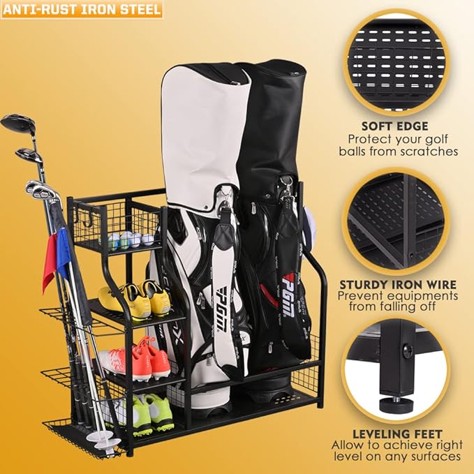 SNAIL Golf Bag Garage Storage Organizer Extra Large Size Golf Bag Rack Stand