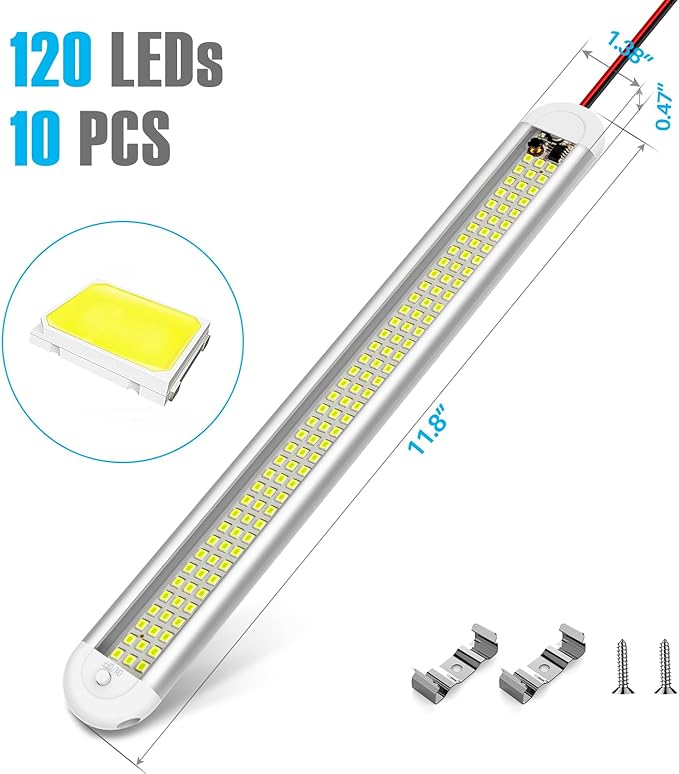 12v LED Interior Light Bar,CT CAPETRONIX 120LEDs 1500LM 8W DC 12 Volt led Str...