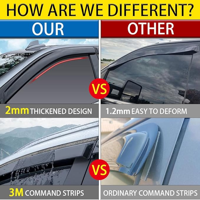 Rain Guards for Toyota Corolla Sedan 2019-2023, Tape-on Side Window Deflector...