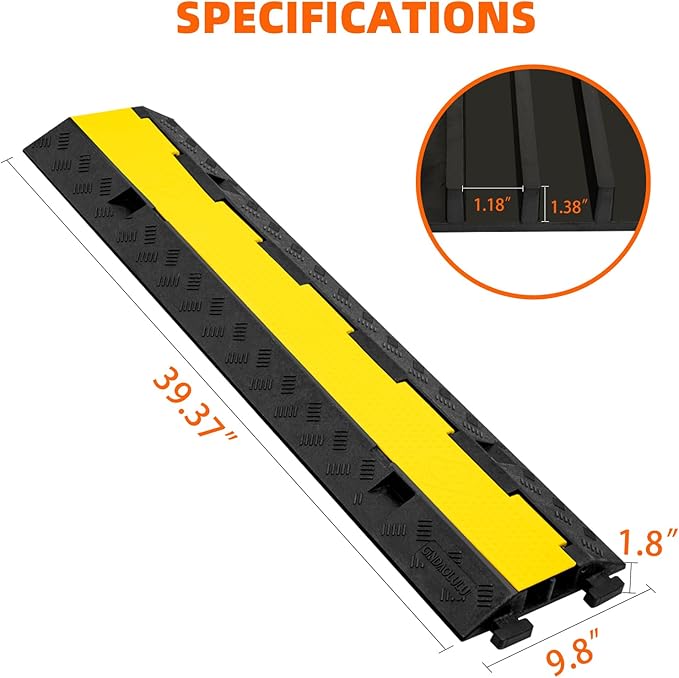 2 Channel 3 Pack Cable Protector Ramp Traffic Wire and Hose Ramp Cord Cover