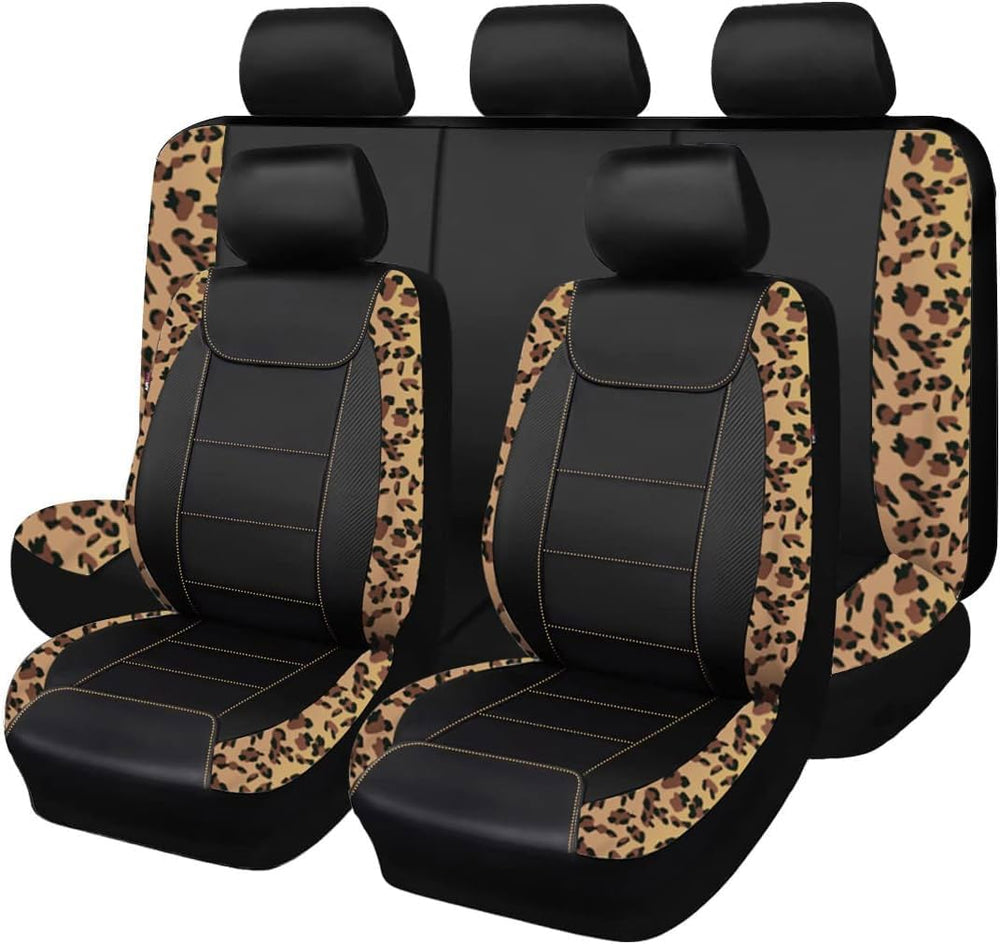 Flying Banner car seat Covers Protects Leopard Printing Velvet Faux Leather C...