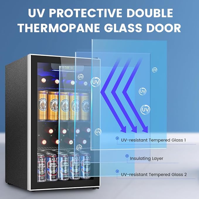 Mini Fridge 130 Can Beverage Refrigerator Cooler, 3.2 Cu.Ft Drink Fridge