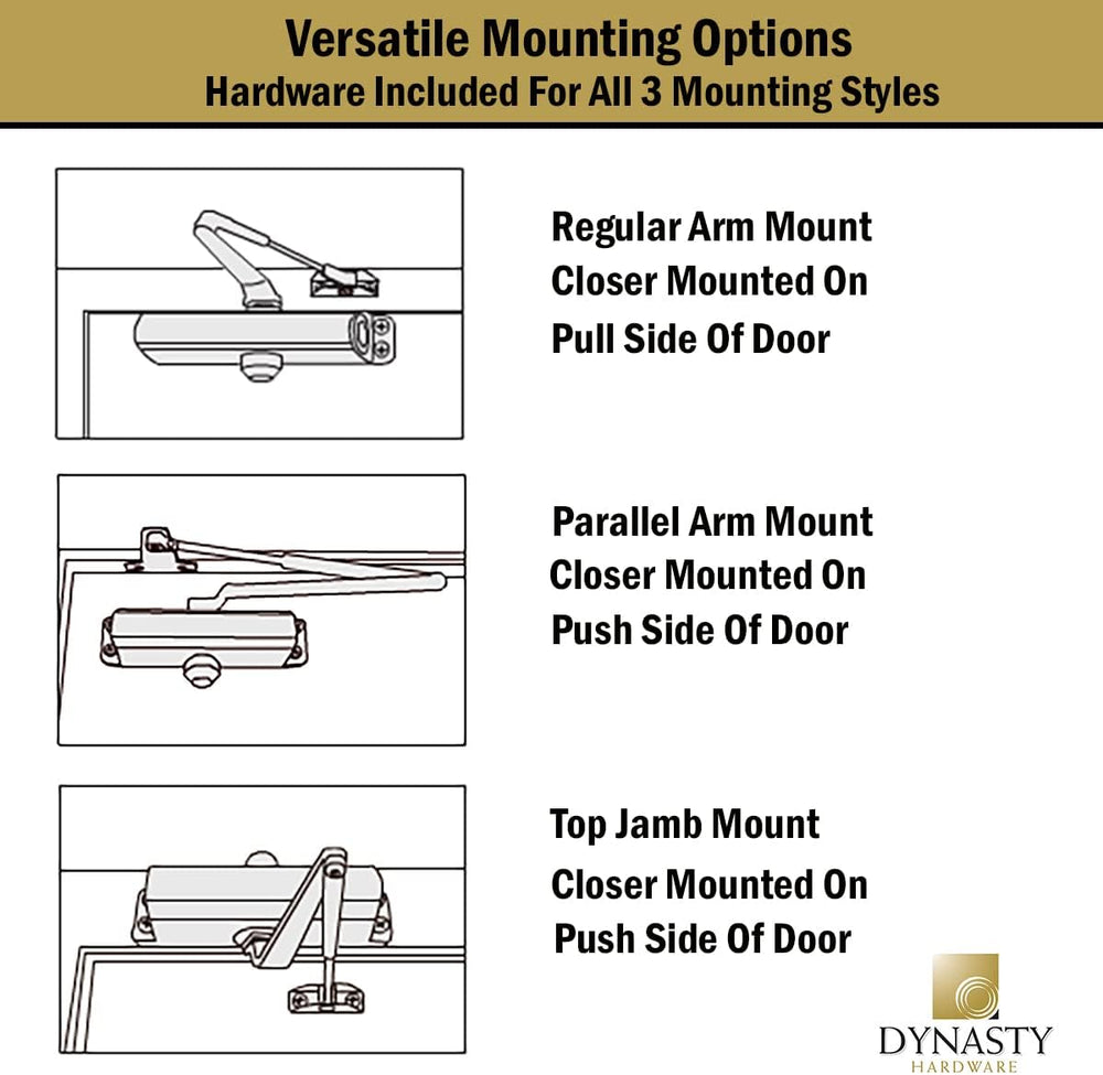 Dynasty 1614 Series Door Closer, Sprayed Aluminum, Spring 1-4, ADA