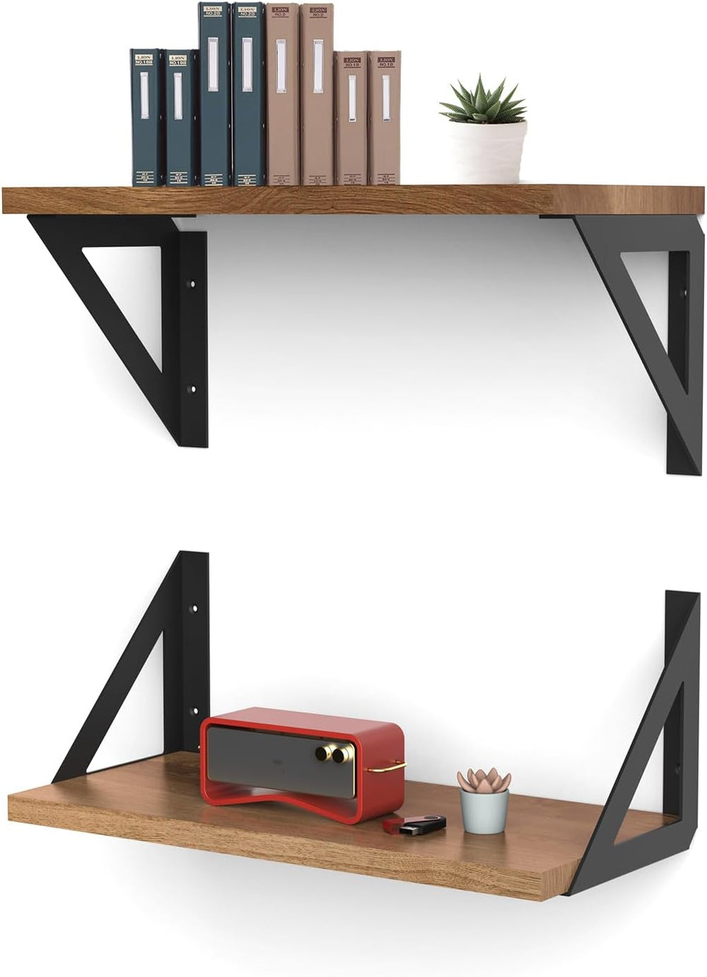 SOGAL Heavy Duty Shelf Bracket 8 Inch Black Triangle L Bracket 4 Pack