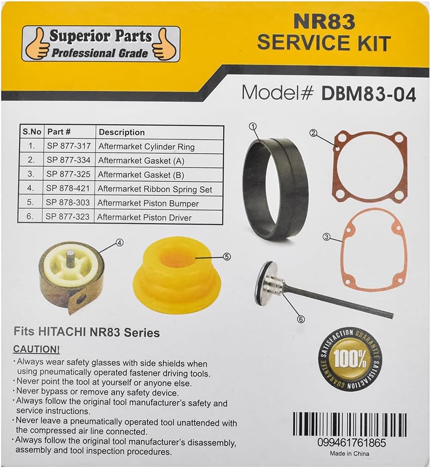 DBM83-04 Driver, Bumper, Ribbon Spring, O-Ring & Gasket Service Kit Compa...