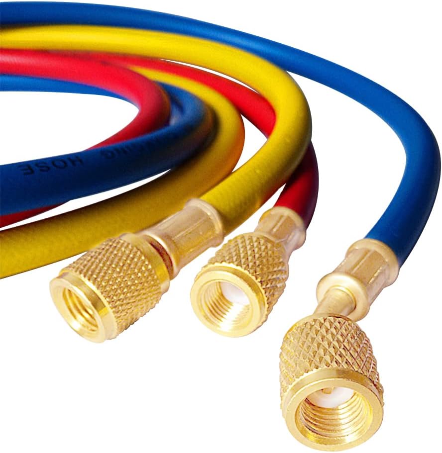 Refrigerant Charging Hose, 96" Length 600-3000PSI 1/4" Thread, 3PCS