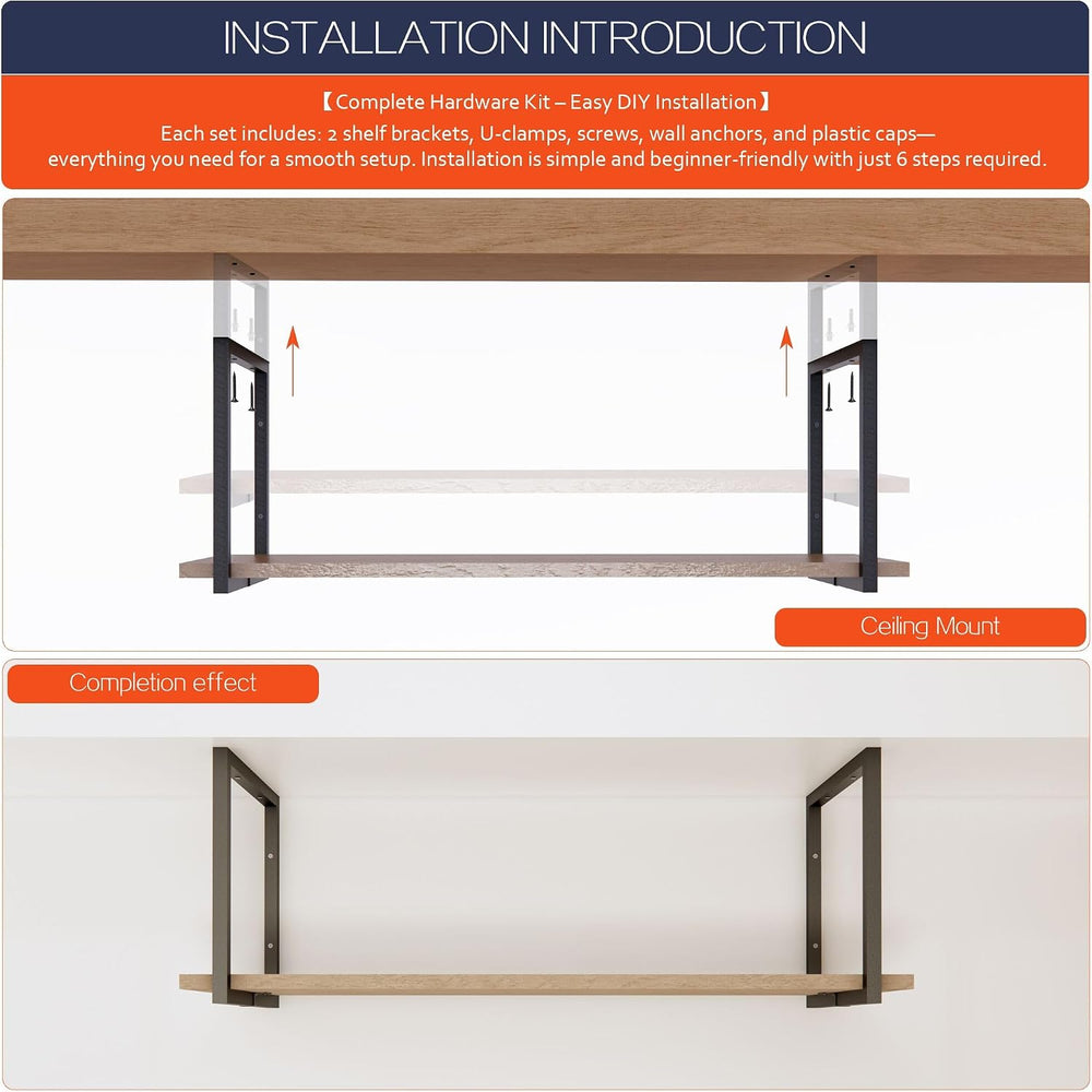 1-Tier Square Shelf Bracket,Wall & Ceiling Mount, 2 Pack