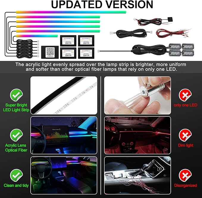 Dreamcolor Acrylic Interior Car LED Strip Light