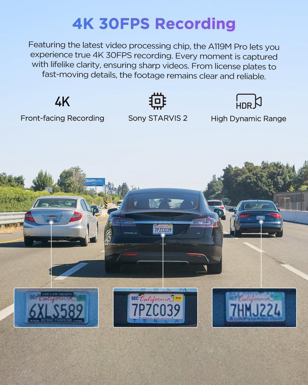 VIOFO A119M Pro 4K HDR Mini Dash Cam, STARVIS 2 IMX678 Sensor, Wi-Fi 6, GPS