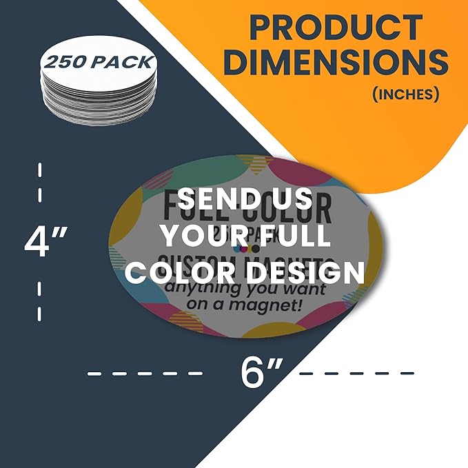 Magnet Me Up Customizable Magnet Pack, Oval Magnetic Decal, Advertising (250 ...
