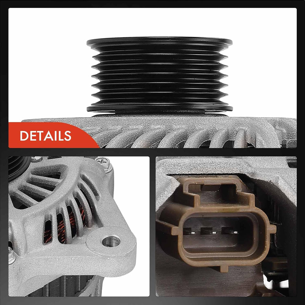 A-Premium Alternator, 12V 100A 6-Groove Pulley CW, Compatible with Ford