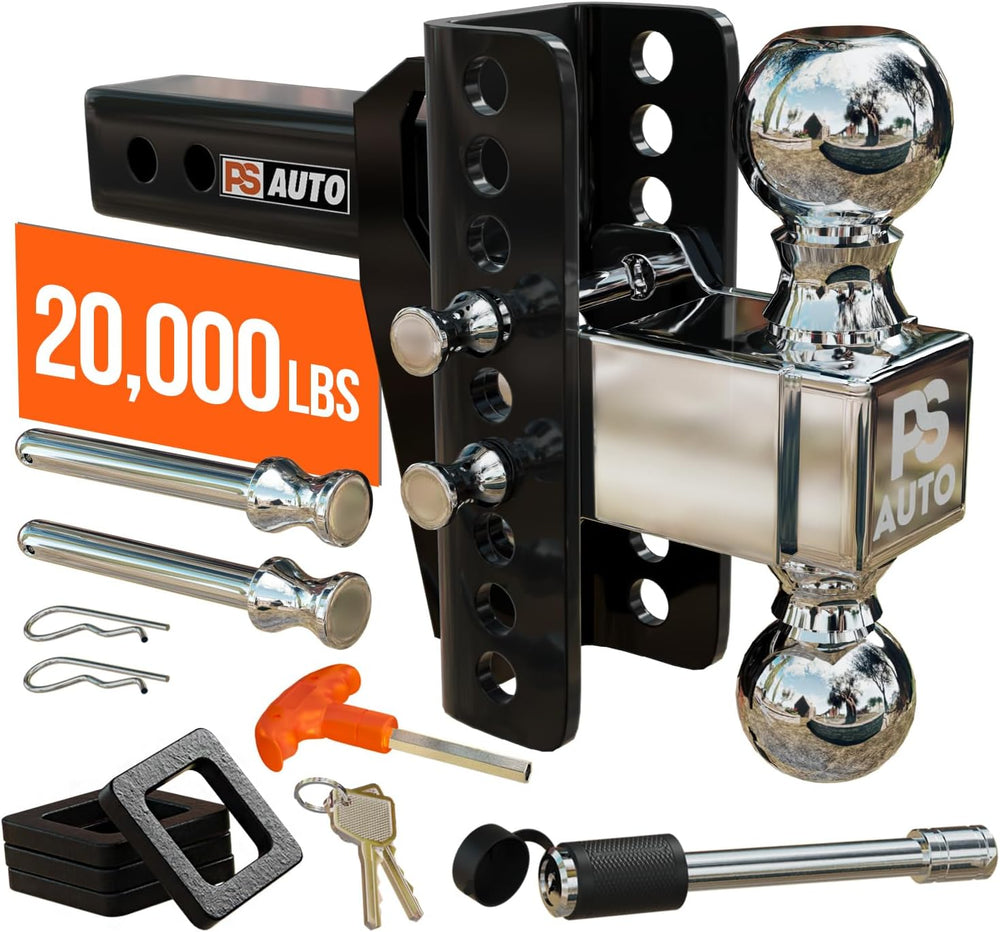 Adjustable Gooseneck Drawbar Trailer Hitch - 20,000 LBS, Fits 2 and 2-5/16 In...