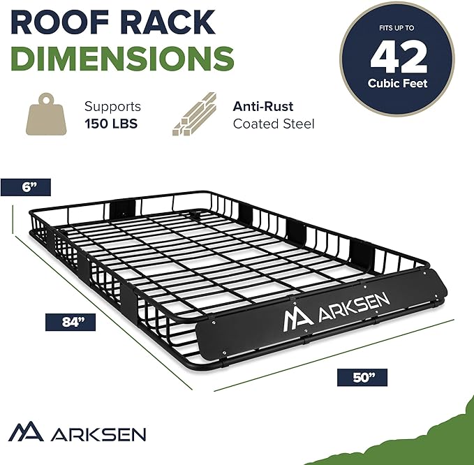 ARKSEN 84 x 50 x 6 Inch Universal Extra Wide 150LB Heavy Duty Roof Rack Cargo