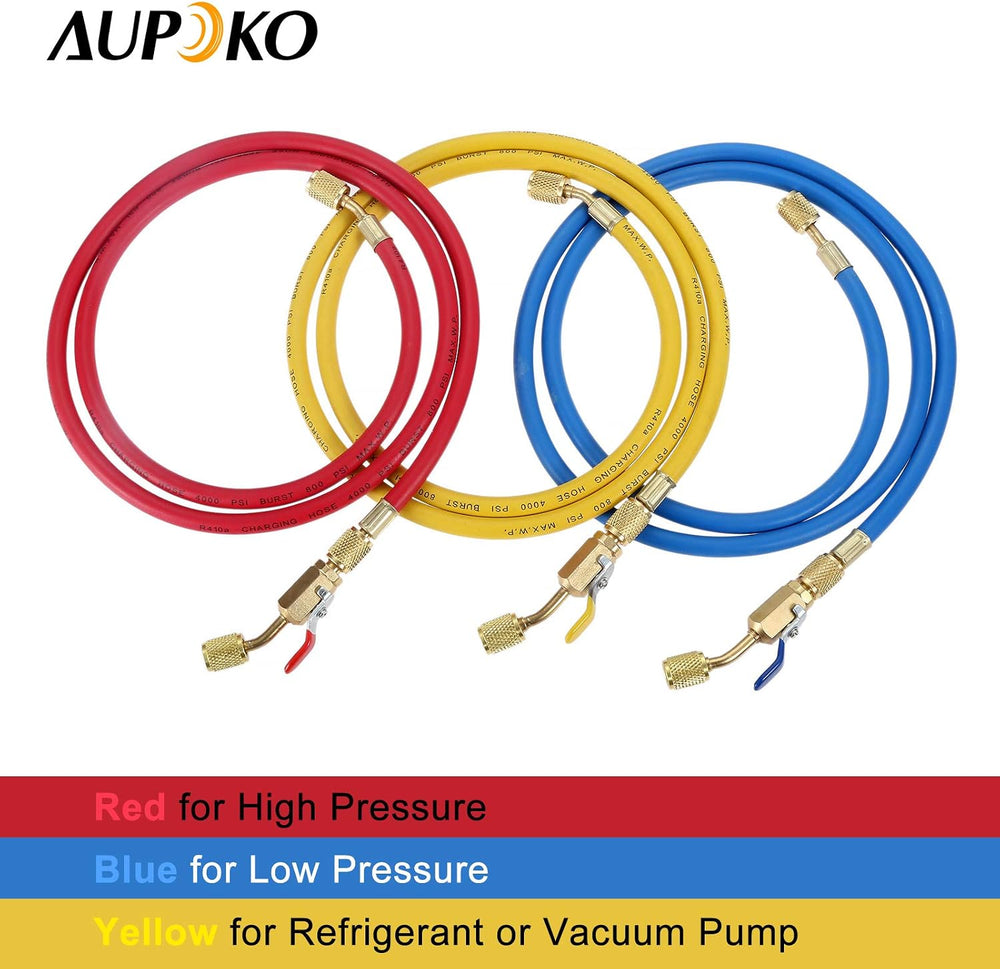 AC Refrigerant Charging Hose with Ball Valve R410A R134A R12 R22 R502 R404