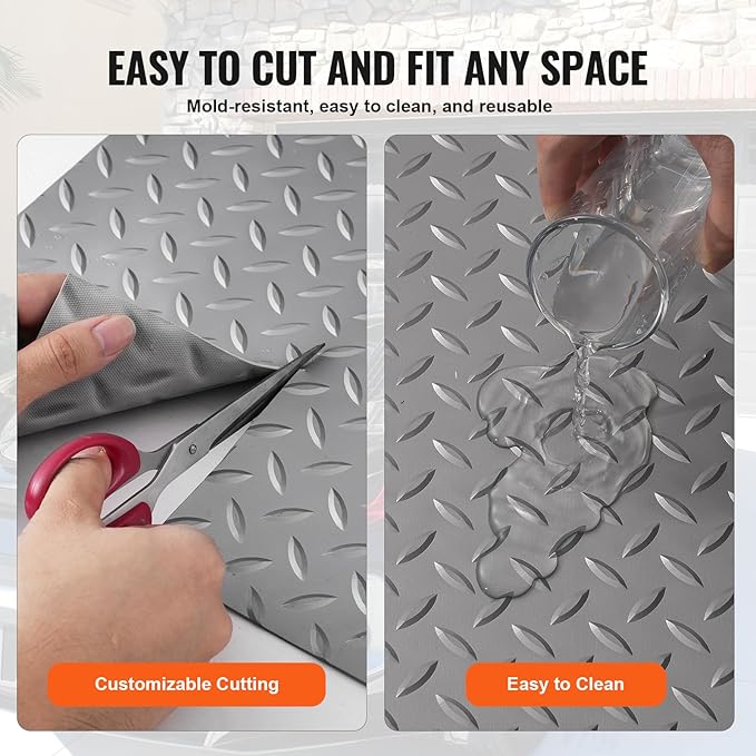 VEVOR Garage Floor Mat, 19 x 4.9 FT PVC Garage Flooring Roll, Non-Slip Diamond