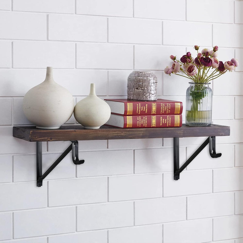 Closet Rod Brackets 11x9.5in, Closet Shelf Brackets 10 Pack, Black
