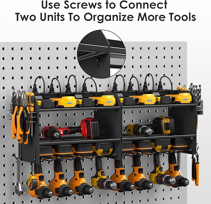 CCCEI Modular Power Tool Organizer Wall Mount Charging Station, Garage Drill