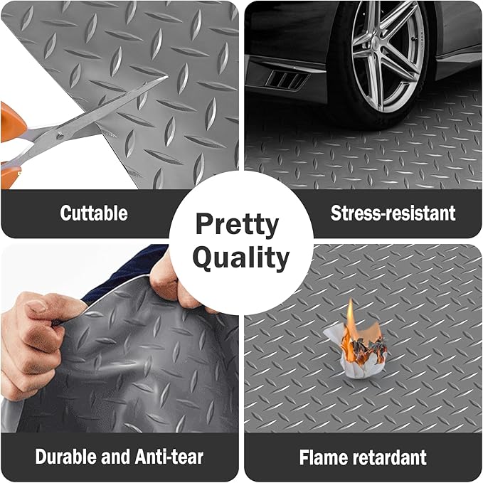 Nisorpa Garage Floor Rubber Mat, 4Ft x 8.2Ft Rubber Flooring Rolls, 1/8 Inch