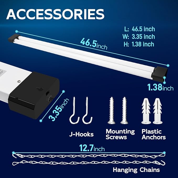 hykolity 4 Pack 4FT LED Shop Light, Linkable Utility Shop Lights, 5000K