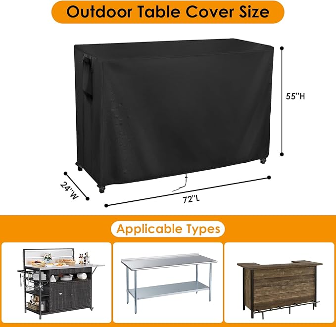 Kingling Outdoor Prep Table Covers, Waterproof Stainless Steel Table Cover