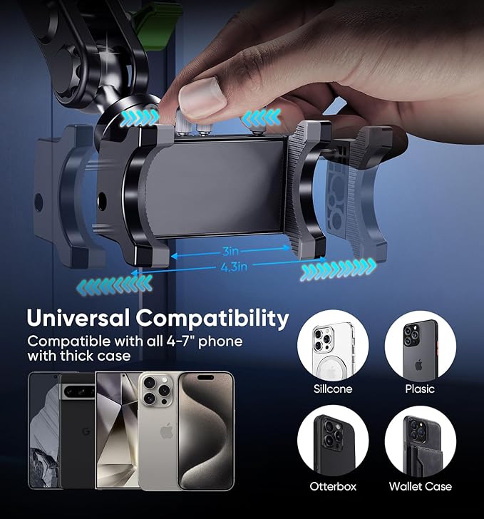 MAGIC JOHN Car Phone Holder, Ultra-Durable Mteal Phone Holders