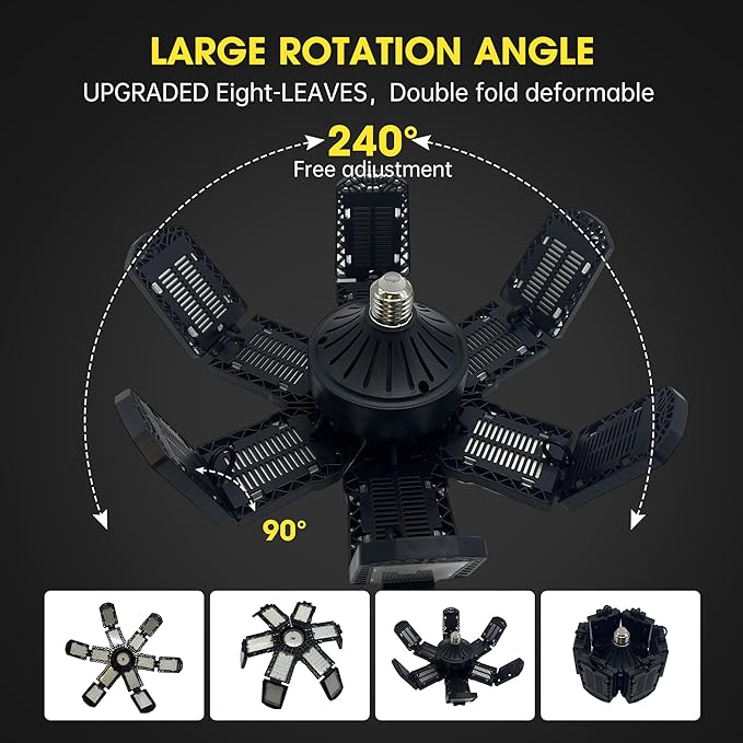 2 Packs LED Garage Light, Super Bright Screw in E26/E27 Ceiling Shop Work Lamp