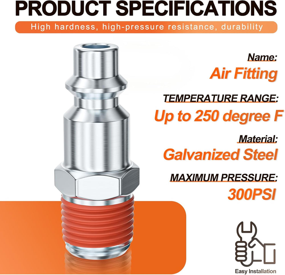 GASHER 30Pcs 3/8" MNPT x 3/8" Flow Industrial Air Plug, M-Type Plug
