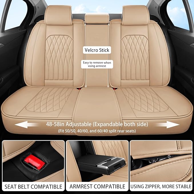WELLDO Car Seat Covers Full Set, Leather Seat Covers