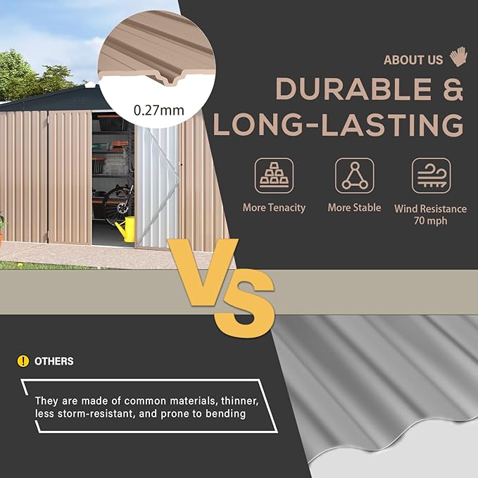 AECOJOY 12' x 10' Outdoor Storage Shed, Large 10x12 Metal Sheds &...