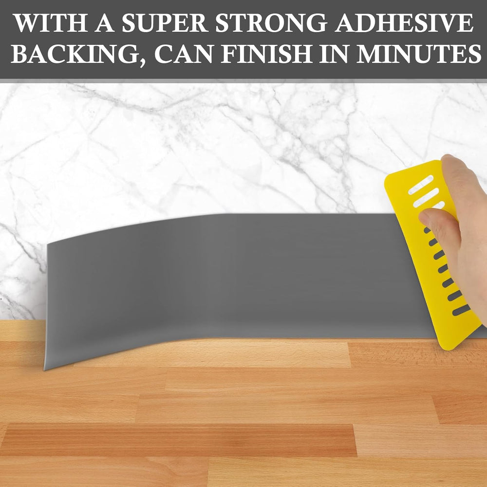 Peel and Stick Baseboard Trim 4" x 100 ft, Vinyl Baseboard Molding Gray