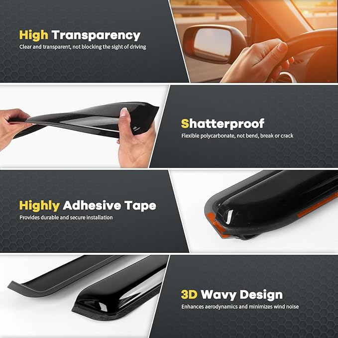 in Channel Rain Guards for 2015-2022 Chevy Colorado/GMC Canyon Crew Cab